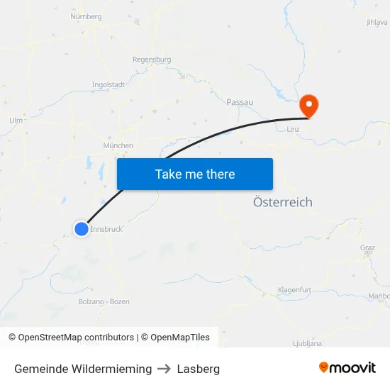 Gemeinde Wildermieming to Lasberg map