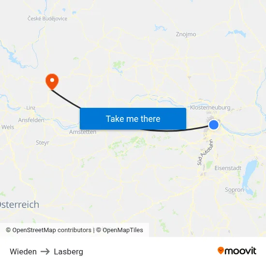 Wieden to Lasberg map