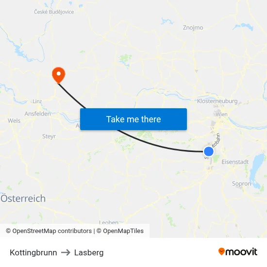 Kottingbrunn to Lasberg map