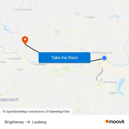 Brigittenau to Lasberg map