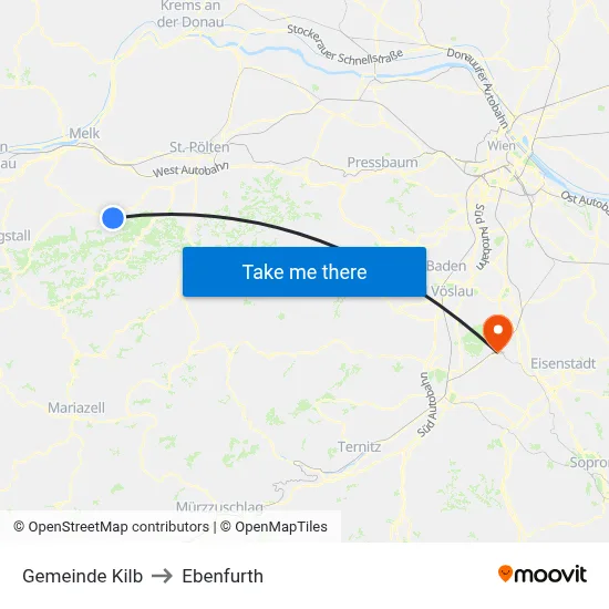 Gemeinde Kilb to Ebenfurth map