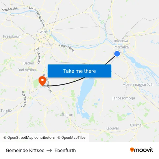 Gemeinde Kittsee to Ebenfurth map