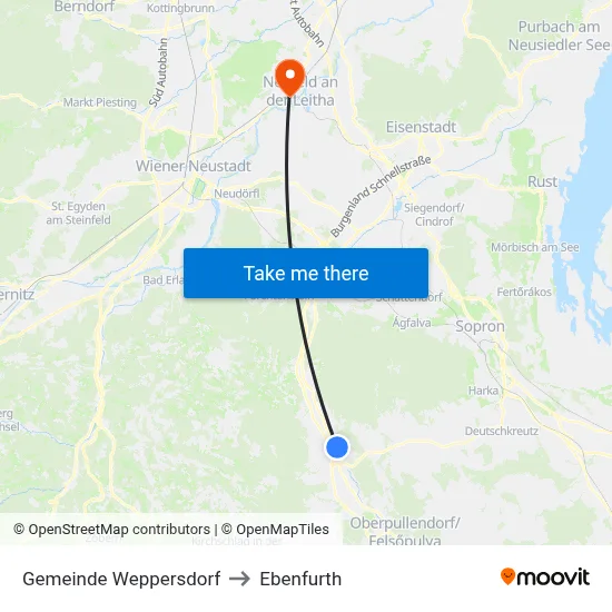 Gemeinde Weppersdorf to Ebenfurth map