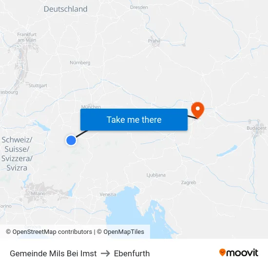 Gemeinde Mils Bei Imst to Ebenfurth map