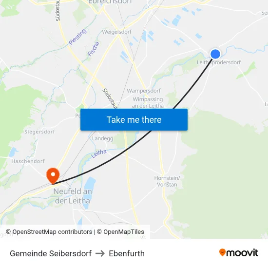Gemeinde Seibersdorf to Ebenfurth map