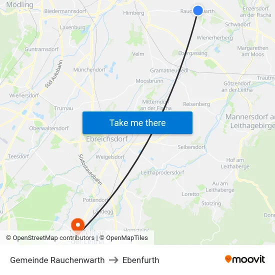 Gemeinde Rauchenwarth to Ebenfurth map