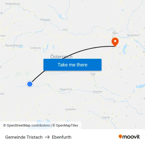 Gemeinde Tristach to Ebenfurth map