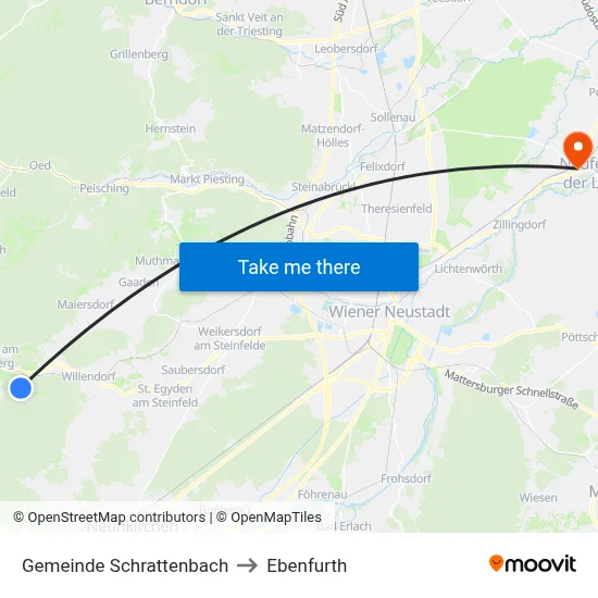 Gemeinde Schrattenbach to Ebenfurth map