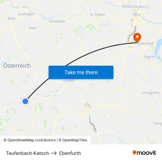 Teufenbach-Katsch to Ebenfurth map