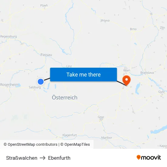 Straßwalchen to Ebenfurth map