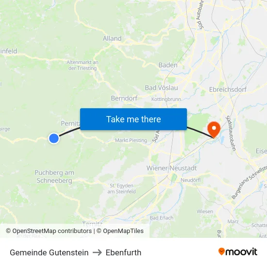Gemeinde Gutenstein to Ebenfurth map