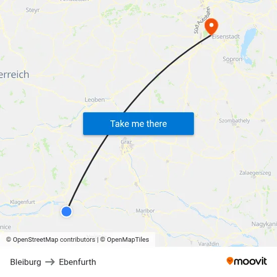 Bleiburg to Ebenfurth map
