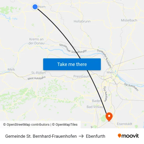 Gemeinde St. Bernhard-Frauenhofen to Ebenfurth map