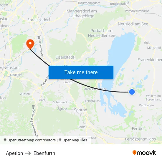 Apetlon to Ebenfurth map