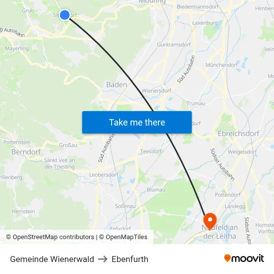 Gemeinde Wienerwald to Ebenfurth map