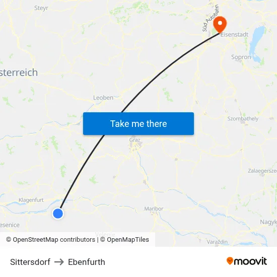 Sittersdorf to Ebenfurth map
