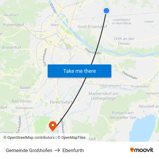Gemeinde Großhofen to Ebenfurth map
