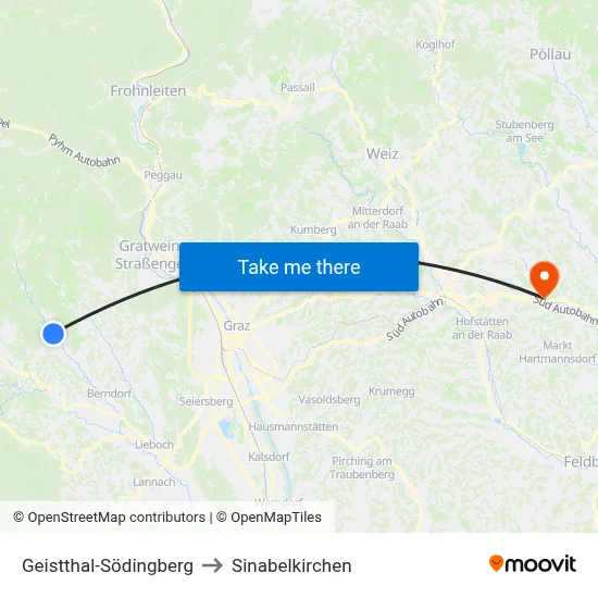 Geistthal-Södingberg to Sinabelkirchen map