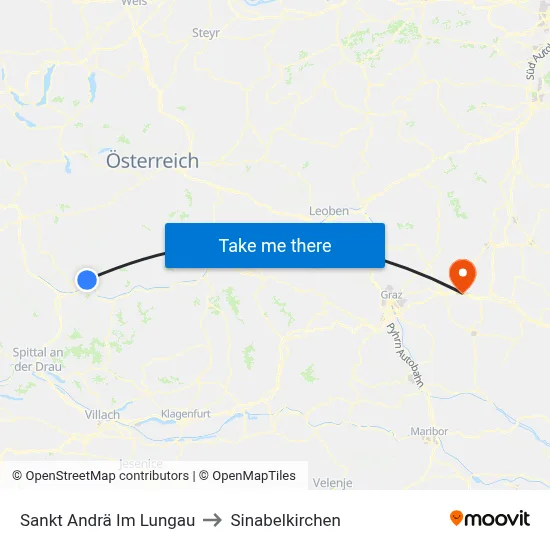 Sankt Andrä Im Lungau to Sinabelkirchen map