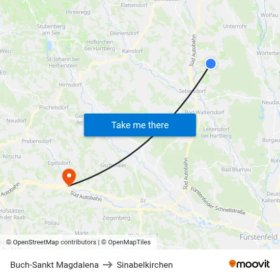 Buch-Sankt Magdalena to Sinabelkirchen map
