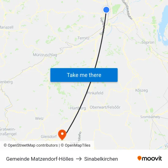 Gemeinde Matzendorf-Hölles to Sinabelkirchen map