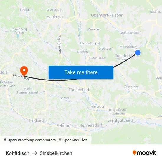 Kohfidisch to Sinabelkirchen map