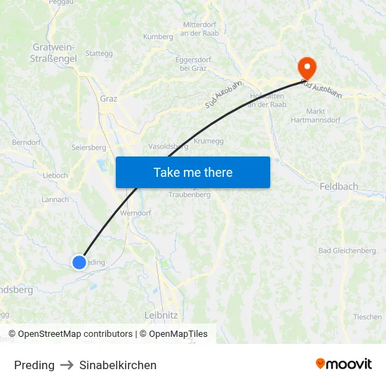 Preding to Sinabelkirchen map