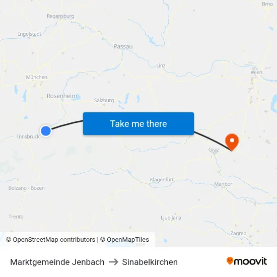 Marktgemeinde Jenbach to Sinabelkirchen map