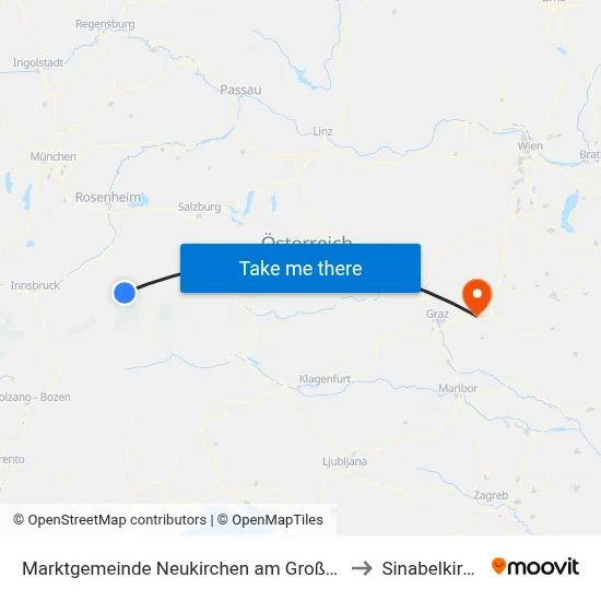 Marktgemeinde Neukirchen am Großvenediger to Sinabelkirchen map