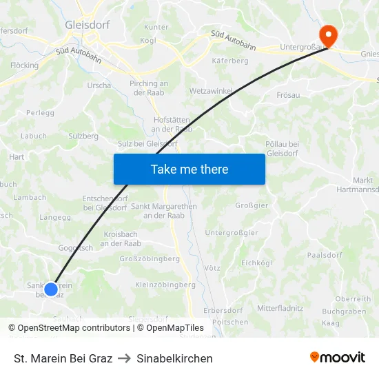 St. Marein Bei Graz to Sinabelkirchen map