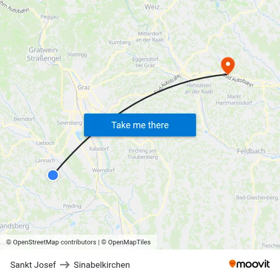 Sankt Josef to Sinabelkirchen map