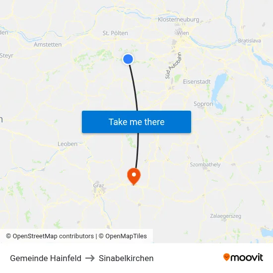 Gemeinde Hainfeld to Sinabelkirchen map