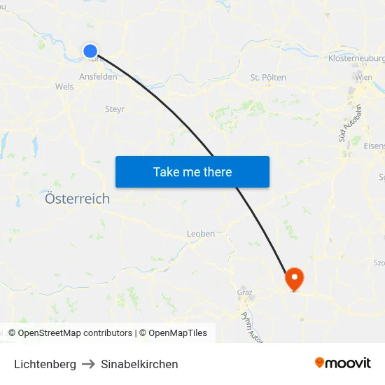 Lichtenberg to Sinabelkirchen map