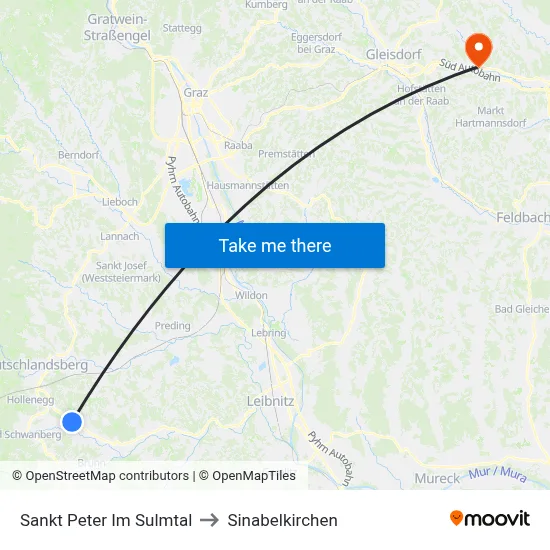Sankt Peter Im Sulmtal to Sinabelkirchen map