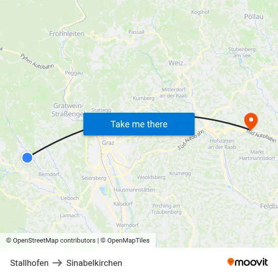 Stallhofen to Sinabelkirchen map
