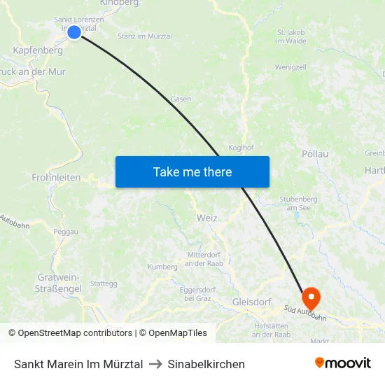 Sankt Marein Im Mürztal to Sinabelkirchen map