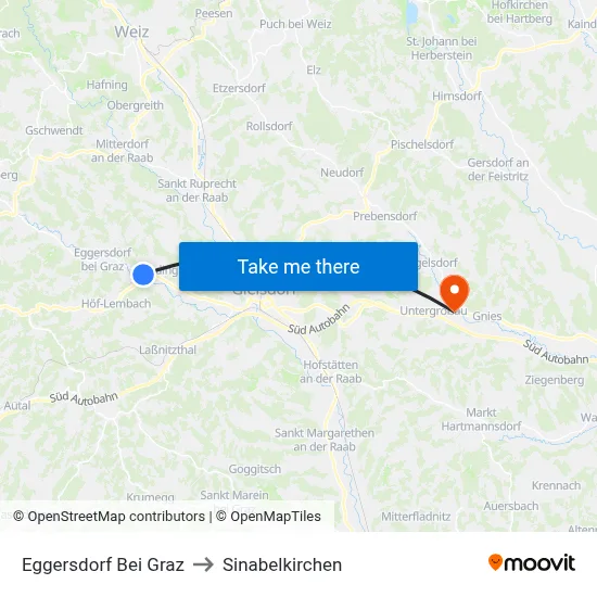 Eggersdorf Bei Graz to Sinabelkirchen map