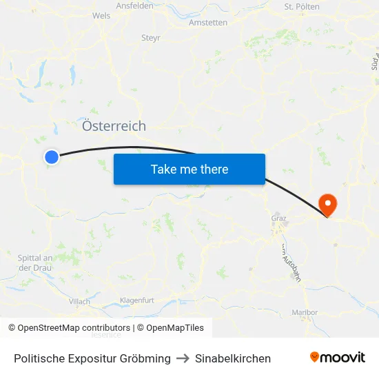 Politische Expositur Gröbming to Sinabelkirchen map