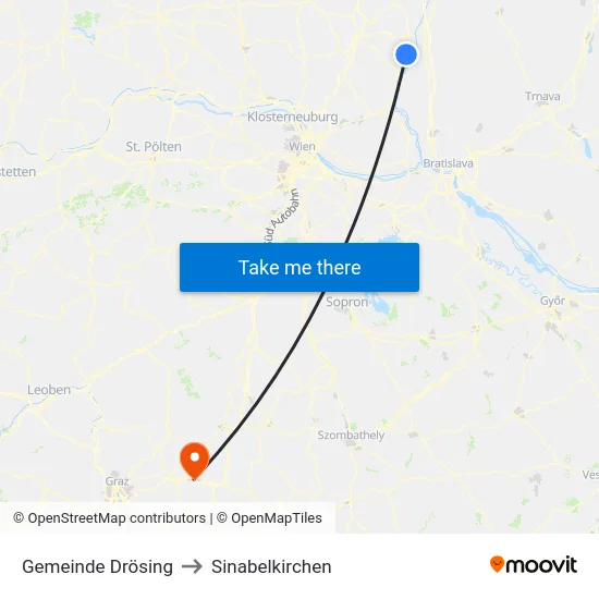 Gemeinde Drösing to Sinabelkirchen map