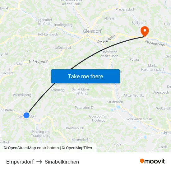 Empersdorf to Sinabelkirchen map