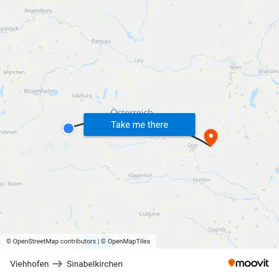 Viehhofen to Sinabelkirchen map