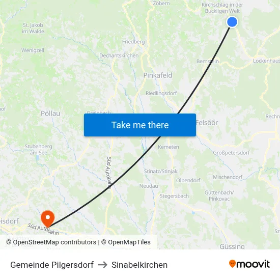 Gemeinde Pilgersdorf to Sinabelkirchen map