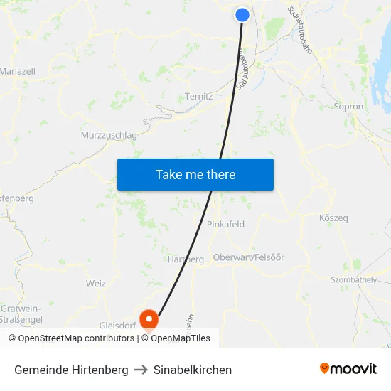 Gemeinde Hirtenberg to Sinabelkirchen map