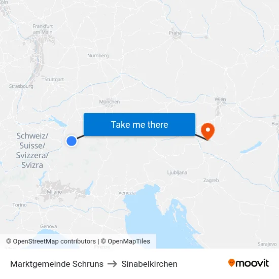 Marktgemeinde Schruns to Sinabelkirchen map