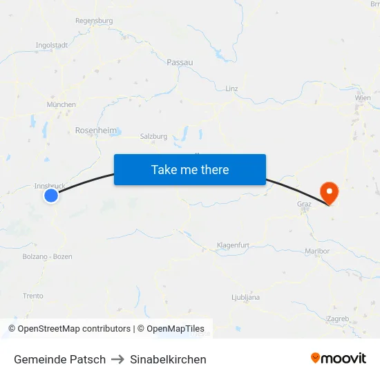 Gemeinde Patsch to Sinabelkirchen map