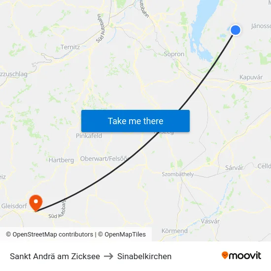 Sankt Andrä am Zicksee to Sinabelkirchen map