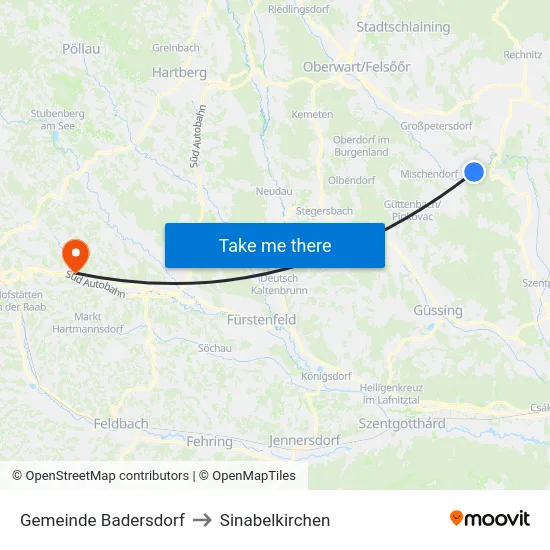 Gemeinde Badersdorf to Sinabelkirchen map