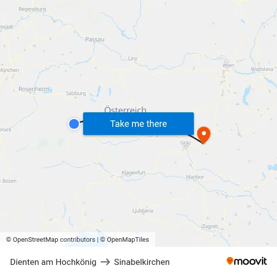 Dienten am Hochkönig to Sinabelkirchen map
