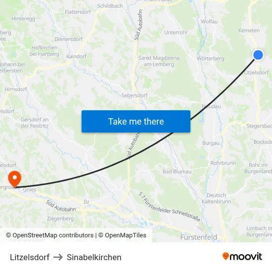 Litzelsdorf to Sinabelkirchen map