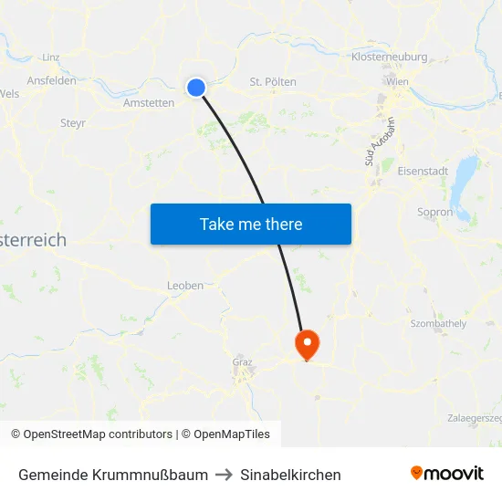 Gemeinde Krummnußbaum to Sinabelkirchen map